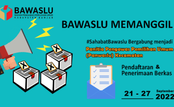 PENGUMUMAN PENDAFTARAN CALON ANGGOTA PANITIA PENGAWAS PEMILIHAN UMUM (PANWASLU) KECAMATAN KABUPATEN BANJAR PADA PEMILU SERENTAK TAHUN 2024